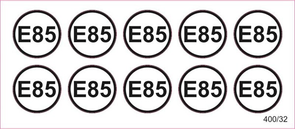 E85 - Aufkleber für Zapfpistolen (Ø 13 mm)