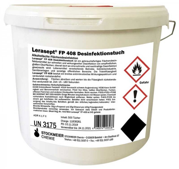 Lerasept® FP 408 Desinfektionstuch, 1 Eimer mit 500 Tüchern