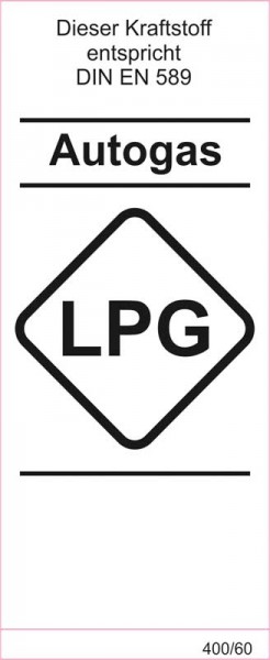 Autogas LPG - Aufkleber für Zapfsäule (45 x 105 mm)