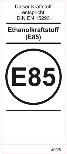Ethanolkraftstoff (E85) - Aufkleber für Zapfsäule (35 x 80 mm)